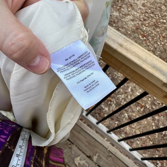 Jenny Yoo Chiffon Convertible Strapless Dress Garden Print Size 26 Green Ivory - Picture 9 of 11